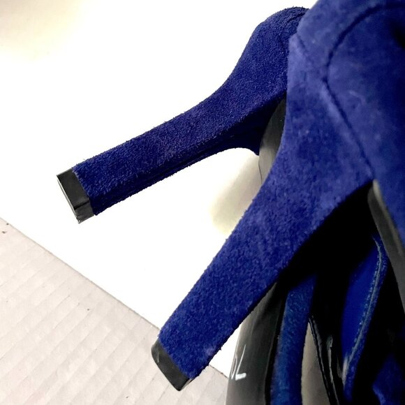 Steve Madden Blue Suede Cutout Caged Heels - Picture 5 of 8